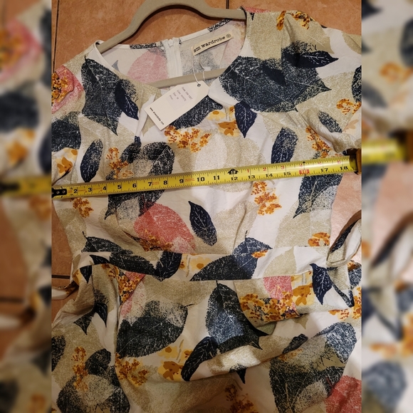 NWT SM WORDROBE Printed Leafs Dress 100 COTTON - Picture 3 of 16